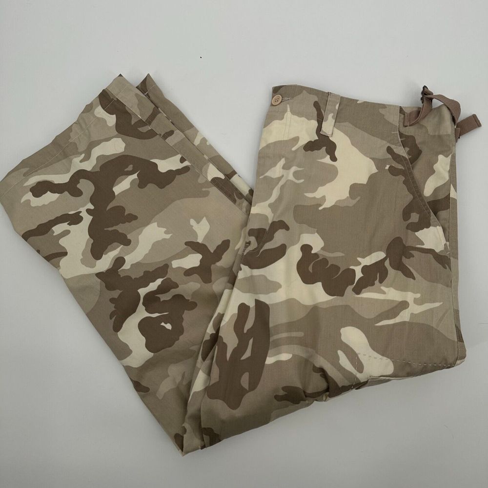Raw Blue Y2K Cargo Pant Men 2XL Multi Camo Print Flat Front Straight Leg Outdoor